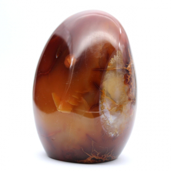 Auténtico adorno de cornalina pulida de Madagascar: mineral decorativo y coleccionable.