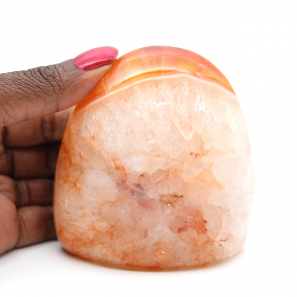 Pequeño adorno de cornalina pulida de Madagascar - Piedra natural coleccionable (490 g)