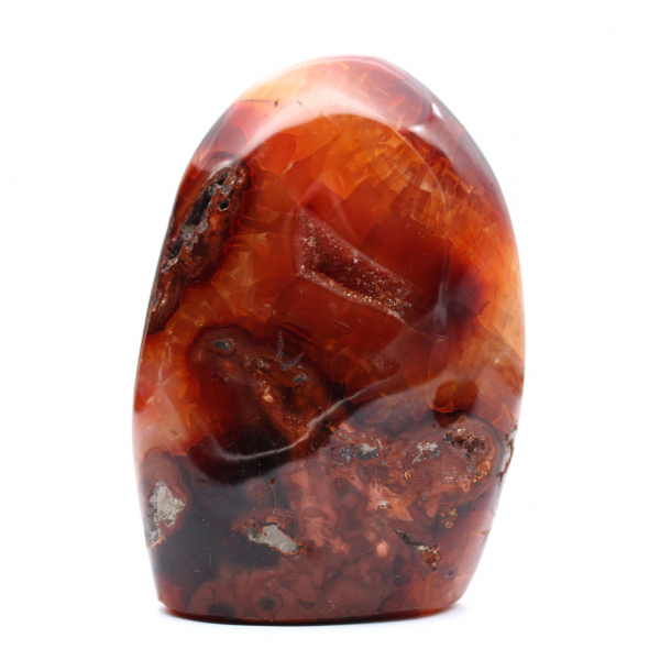Adorno mediano de cornalina pulida: auténtico mineral de Madagascar para interiores