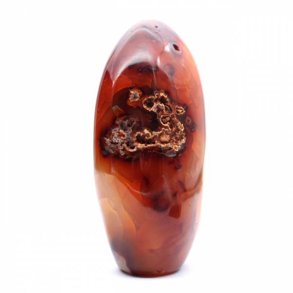 Cornalina de Madagascar pulida: ejemplar decorativo y científico (piedra natural)