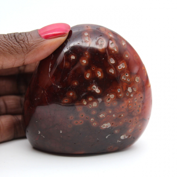 Cornalina de Madagascar pulida: pequeña piedra natural para coleccionar y decorar