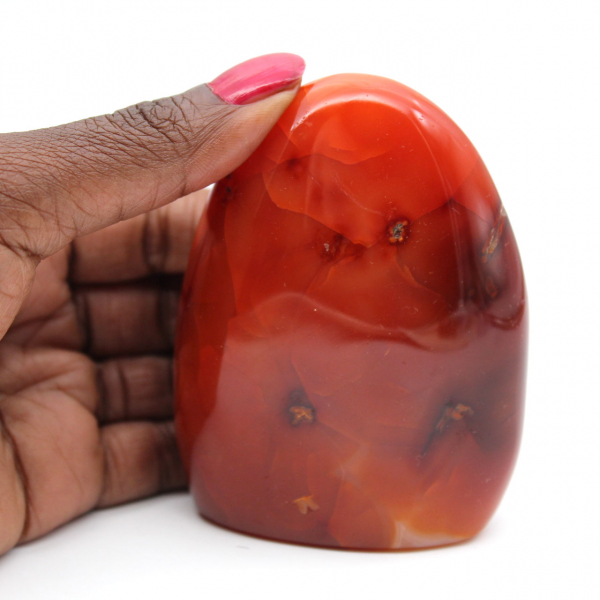 Pequeño ejemplar de cornalina pulida - Piedra natural auténtica de Madagascar (295 g)
