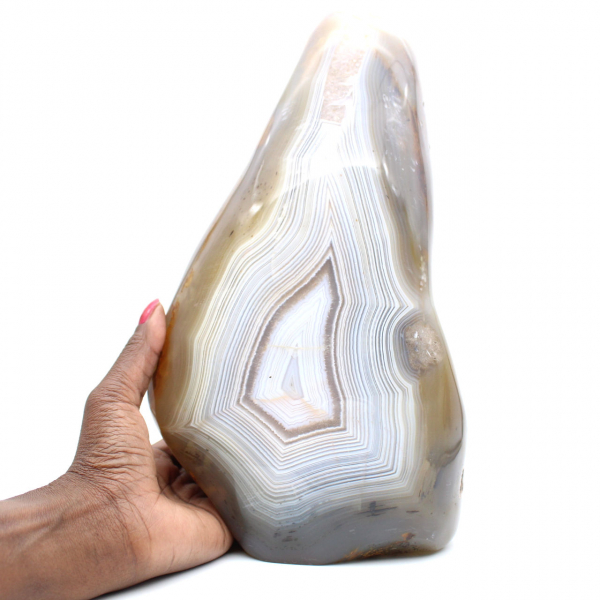 Cornalina natural pulida, gran adorno mineral de Madagascar.