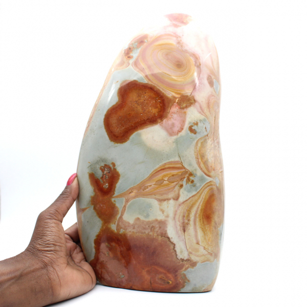 Gran piedra de jaspe pulida decorativa, mineral natural, Madagascar