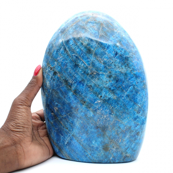 Gran apatita pulida, ejemplar decorativo, piedra natural de Madagascar.