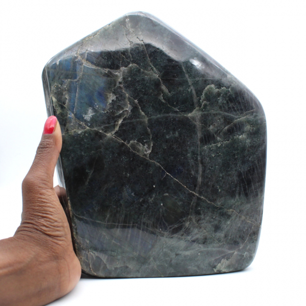 Labradorita pulida, adorno mineral XXL, pieza de colección, Madagascar