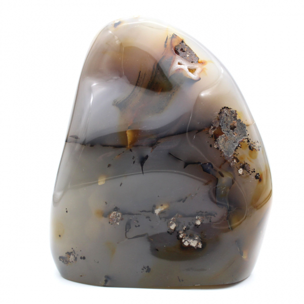 Cornalina pulida, gran adorno mineral de color rojo anaranjado, Madagascar