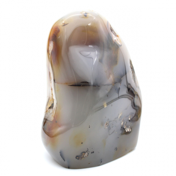 Cornalina pulida, gran adorno mineral de color rojo anaranjado, Madagascar