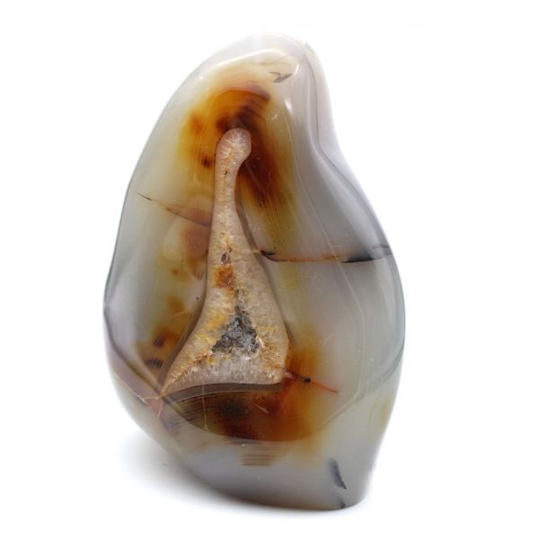 Cornalina pulida, gran adorno mineral de color rojo anaranjado, Madagascar