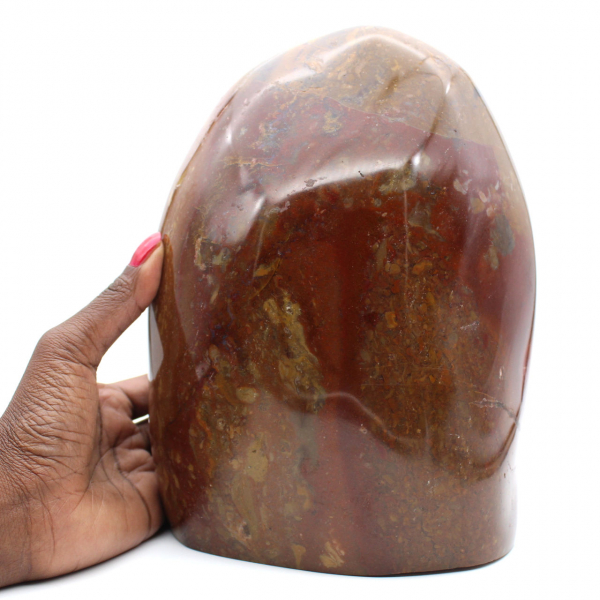 Adorno de jaspe rojo pulido, ejemplar mineral coleccionable, Madagascar