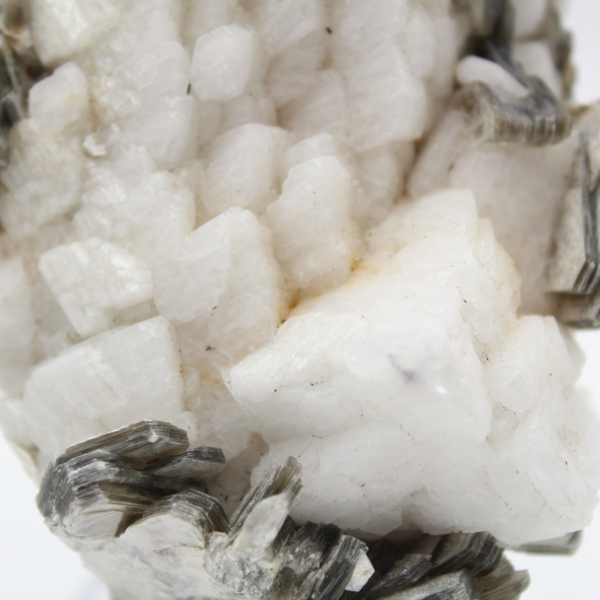 Pequeño ejemplar de mica sobre cuarzo blanco.