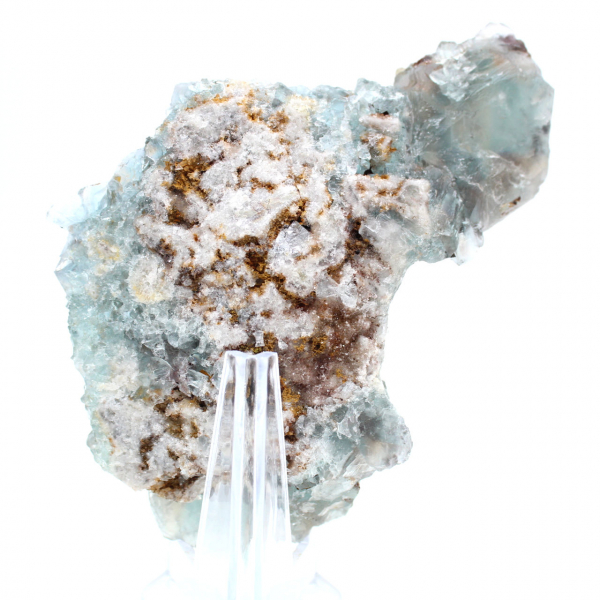 Ejemplar de fluorita en bruto: Piedra verde de Marruecos sobre roca