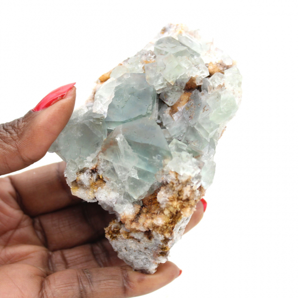 Fluorita verde sobre matriz: pequeña pieza de coleccionista de Marruecos