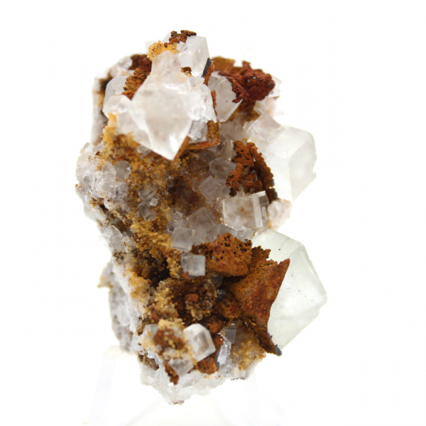 Fluorita verde en miniatura: cristal marroquí sobre roca