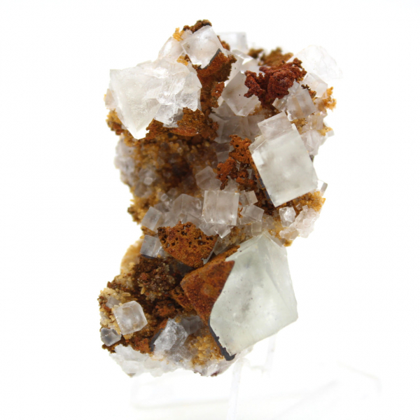 Fluorita verde en miniatura: cristal marroquí sobre roca