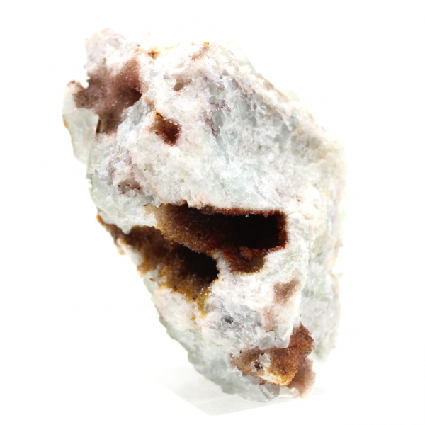 Fluorita verde en bruto: Pequeño cristal sobre su matriz, Marruecos