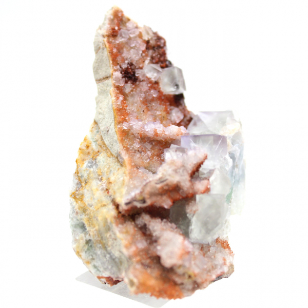 Fluorita marroquí: Cristales verdes sobre roca