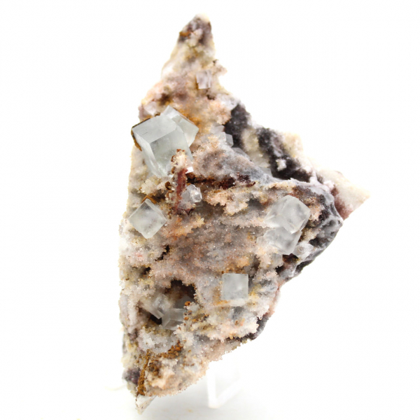 Cristal de fluorita sobre matriz: mineral verde de Marruecos