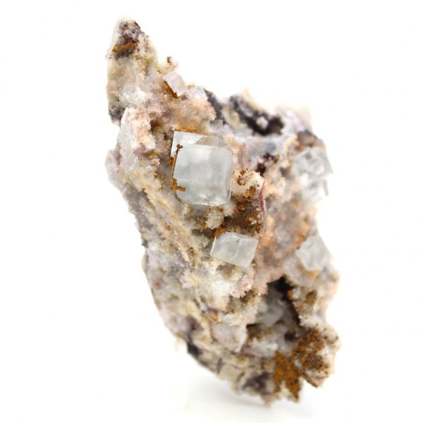 Cristal de fluorita sobre matriz: mineral verde de Marruecos