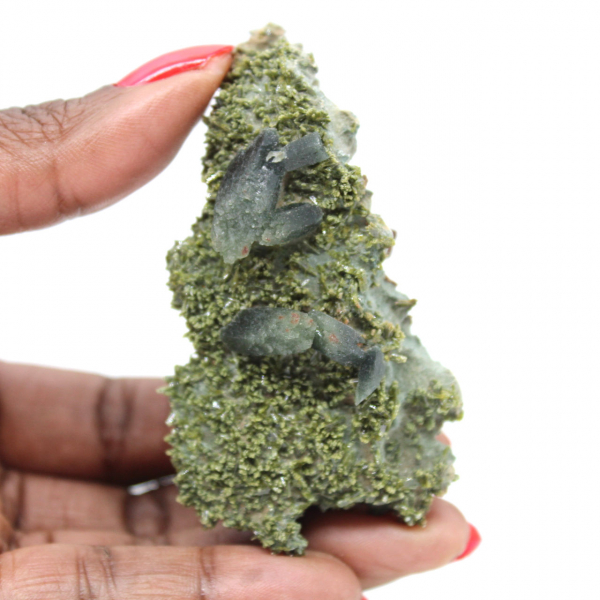 Epidota de imilchil sobre matriz transparente