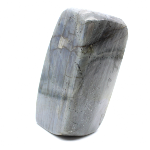 Ejemplar de labradorita pulida, roca mineral decorativa