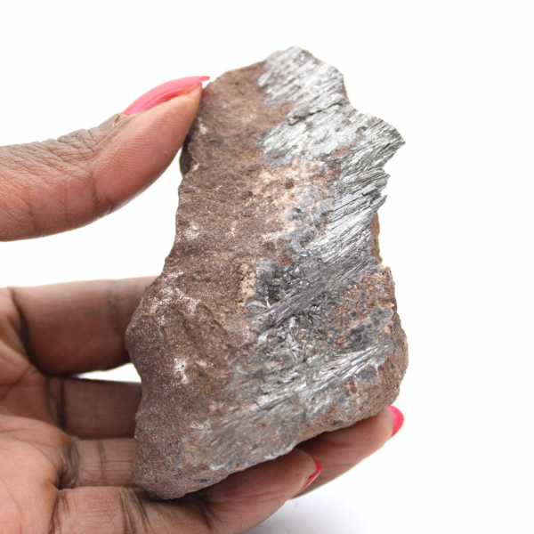 Cristalización de pirolusita de Marruecos, ejemplar en bruto.