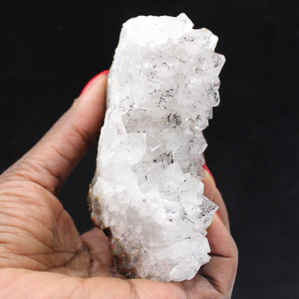 Auténtico cuarzo marroquí en bruto, cristales de goethita.