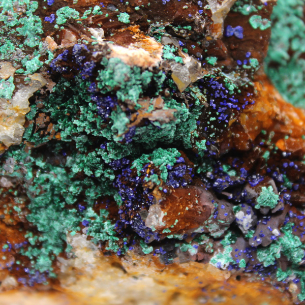 Dúo de azurita y malaquita en matriz