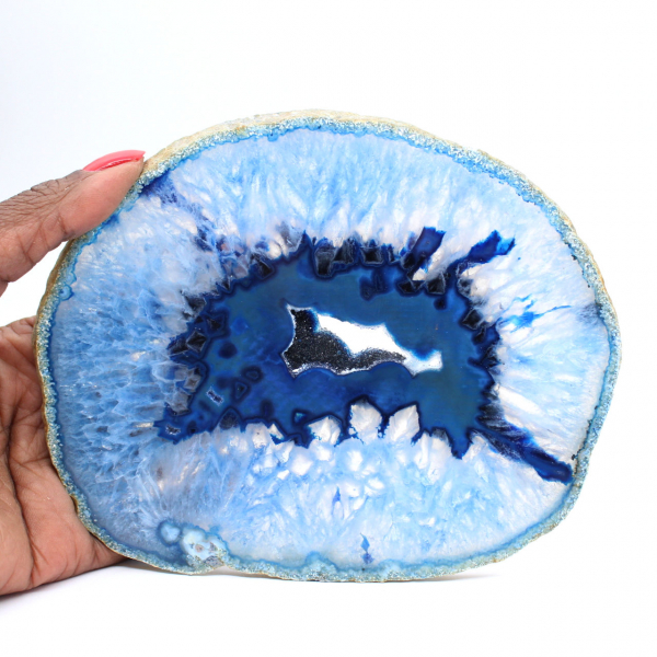 Rebanada decorativa de ágata azul, de origen brasileño
