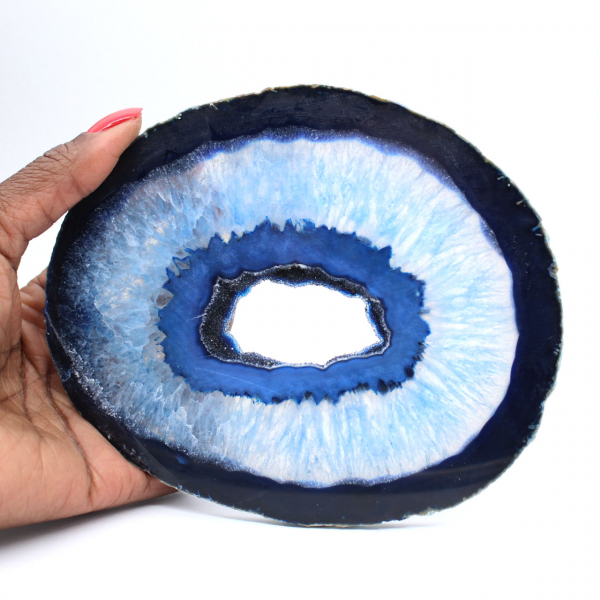 Rebanada pulida de ágata azul para entusiastas de la mineralogía