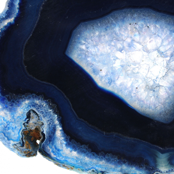 Rebanada de ágata azul brasileña para colección científica