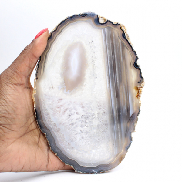 Placa de ágata translúcida pulida
