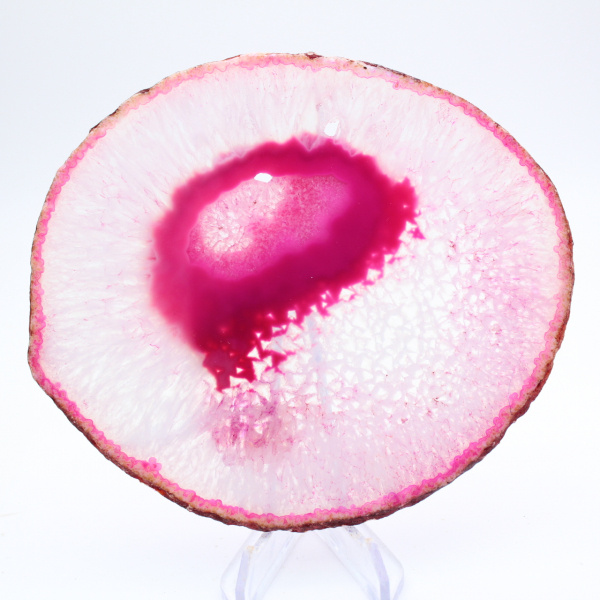 Rebanada decorativa de ágata teñida de rosa