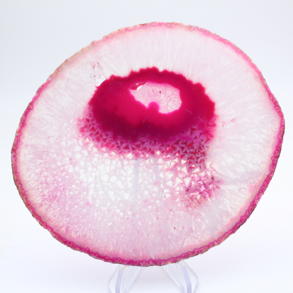 Rebanada decorativa de ágata teñida de rosa