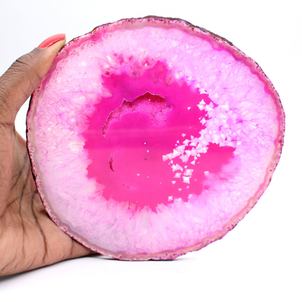 Ágata laminada teñida de rosa natural