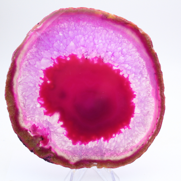 Trozo de ágata teñida de color rosa para coleccionar