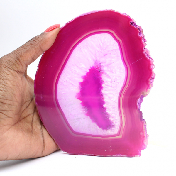 Rebanada de ágata teñida de rosa natural