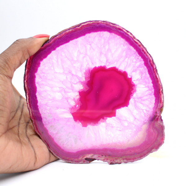 Rebanada decorativa de ágata teñida de rosa