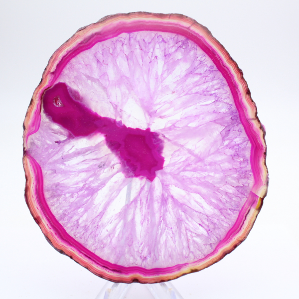 Rebanada de ágata natural teñida de rosa