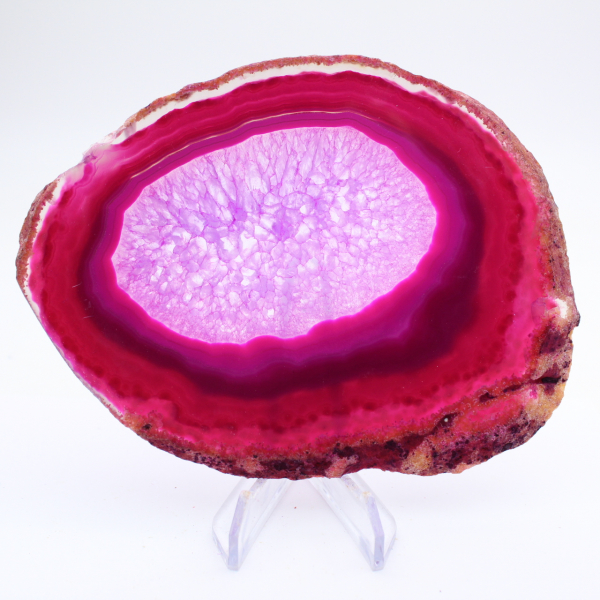 Rebanada decorativa de ágata teñida de rosa