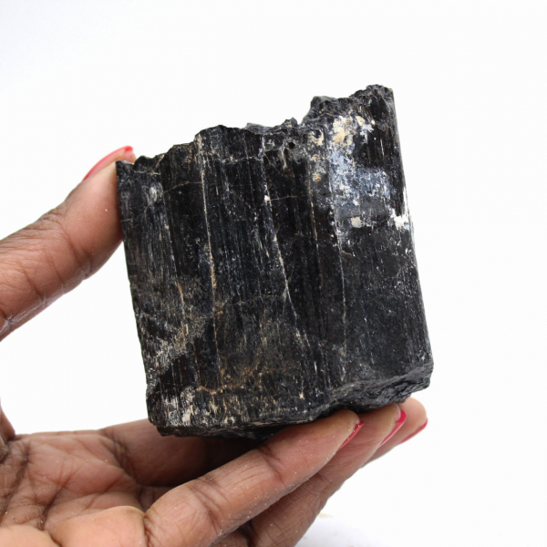 Turmalina negra en bruto - Roca natural de Madagascar