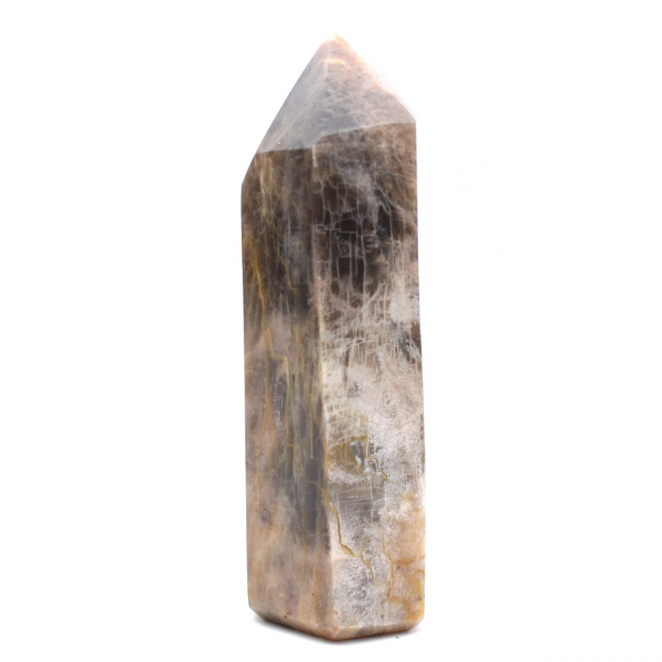 Objeto prismático de microclina cristalizada - Piedra lunar negra