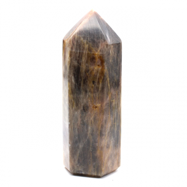 Objeto prismático de microclina cristalizada - Piedra lunar negra