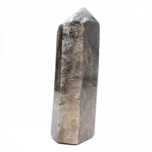 Prisma de piedra lunar negra grande - Microclina de Madagascar