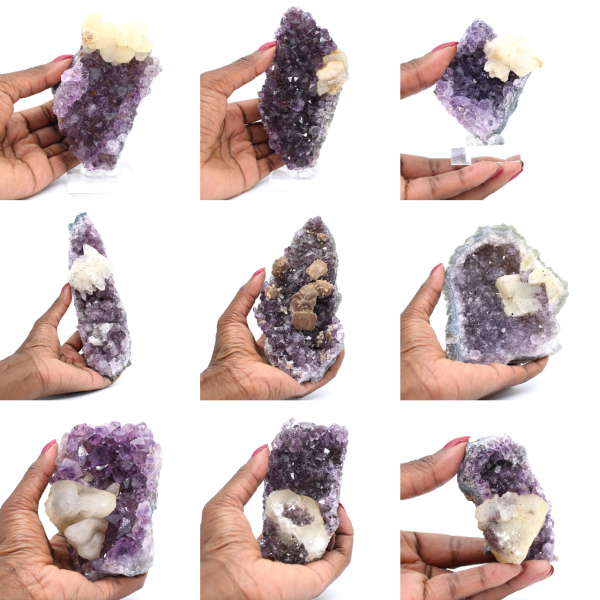 Cristales de amatista con puntas de calcita.
