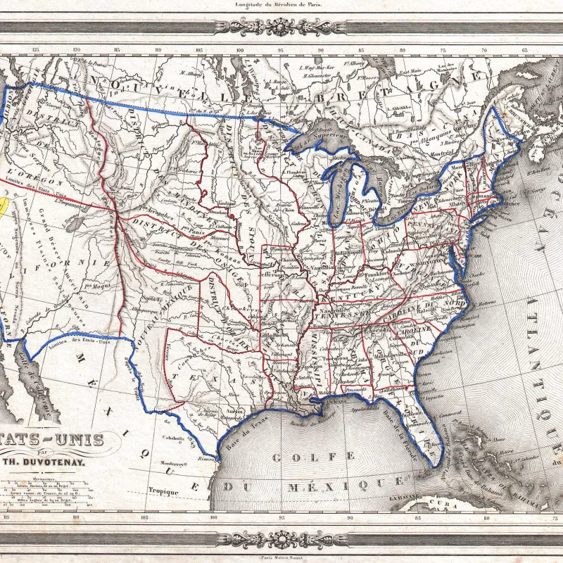La historia de la fiebre del oro en Estados Unidos 1852 Duvotenay Map of the United States Gold Rush   Geographicus   EtatsUnis duvotenay 1852