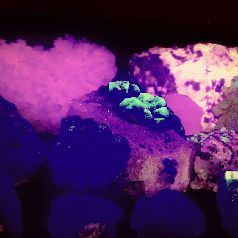Minerales fluorescentes: cuando las piedras brillan en la oscuridad Different fluorescent minerals