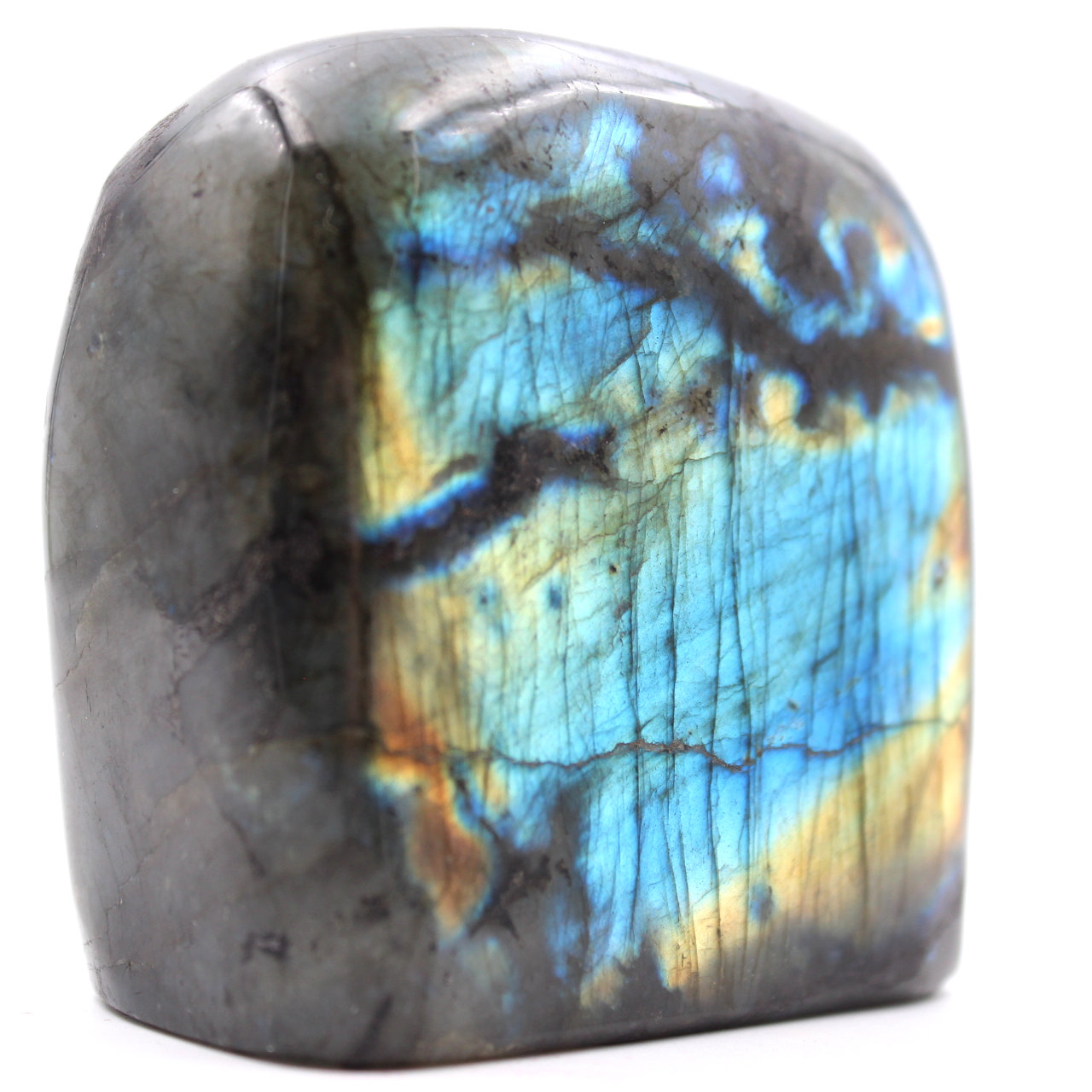 Bloque de piedra labradorita para decoración y colección.