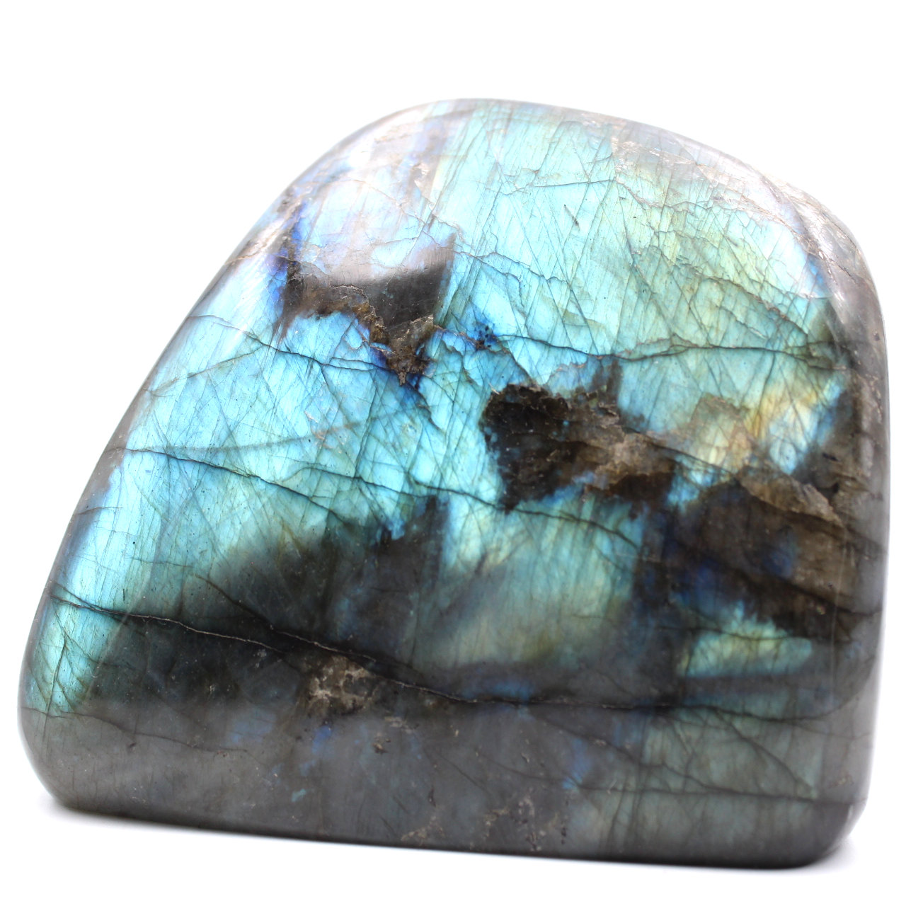 Bloque de piedra labradorita para decoración y colección.