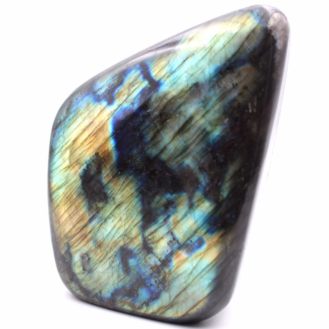 Bloque de piedra labradorita para decoración y colección.